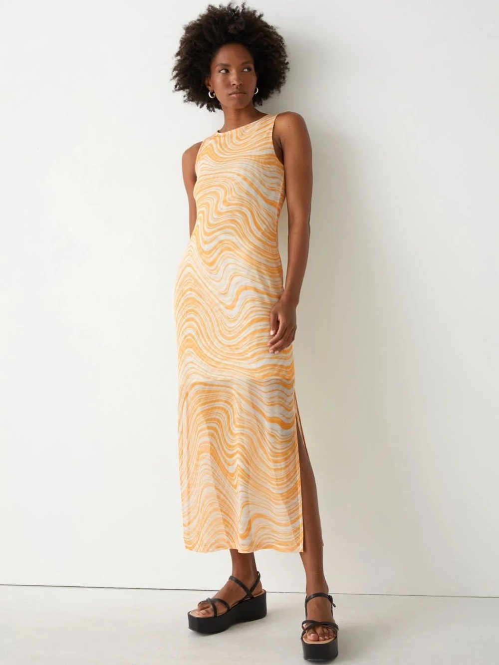 & Other Stories Midi Dress Mesh Wavy Marble Hippie Boho Y2K Bratz Spice girl